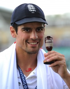 England Captain Alastair Cook celebrates winning The Ashes during the fourth day of the 5th Investec Ashes Test between England and Australia at The Kia Oval Cricket Ground, London, United Kingdom. Photo: Visionhaus/Ben Radford